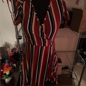 Striped V-Neck Dress